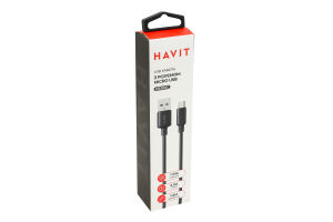 Кабель USB 3A 1м з роз'ємом micro-USB чорний №CB300C Havit 1шт