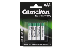 Батарейки ААА 1.5V №R0P-BP4G Super Heavy Duty Camelion 4шт
