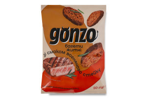 Сухарики ржаные со вкусом огненного стейка Гренки Gonzo м/у 50г