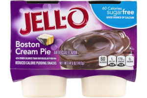 JELL-O Sugar Free Pudding Snacks Boston Cream Pie Flavor - 4 CT