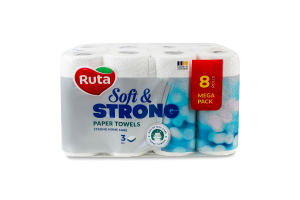 Полотенца бумажные 3-х слойные 90 листов Soft&Strong Ruta 8шт