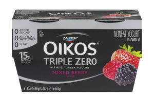 Dannon OIkos Triple Zero Blended Greek Yogurt Mixed Berry - 4 PK