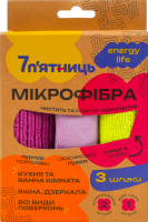 Серветки з мікрофібри універсальні та для скла 30х30см Energy life 7 п'ятниць 3шт