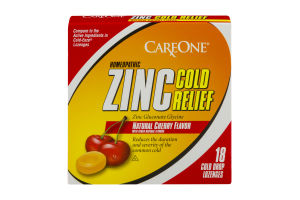 CareOne Zinc Cold Relief Lozenges Cherry Flavor - 18 CT