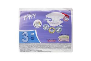 ПОДГУЗНИКИ БЕЛЛА BABY HAPPY MIDI 32ШТ 5-9КГ
