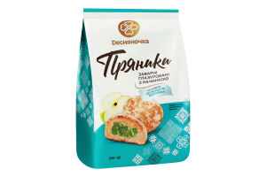 Пряники заварные глазированные с начинкой Со вкусом зеленого яблока Dесняночка м/у 300г