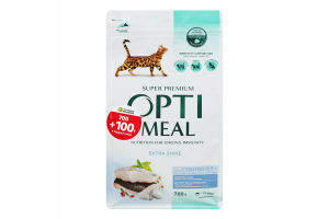 Корм сухой для взрослых котов с высоким содержанием трески Optimeal м/у 700г
