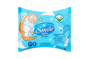Салфетки влажные детские с экстрактом алоэ Baby Smile 24шт