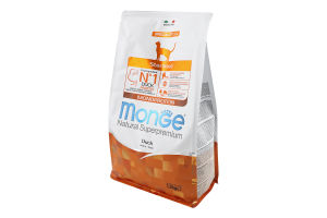 Корм сухий збалансований для стерилізованих котів з м'ясом качки Monoprotein Natural superpremium Monge м/у 1.5кг