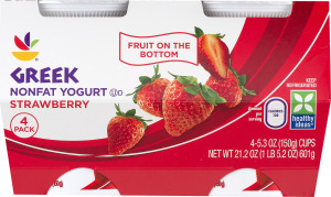 Ahold Greek Nonfat Yogurt Strawberry - 4 CT