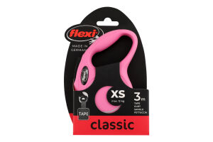 Повідець-рулетка д/собак до 12кг New Classic рожевий стрічка р.XS 3м Flexi