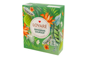 Чай зеленый мелкий с фруктами, лепестками цветов и ароматом саусепа Bahamian soursop Lovare к/у 32х1.5г