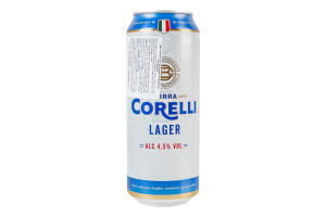 Пиво 0.5л 4.5% світле фільтроване солодове пастеризоване Lager Corelli з/б