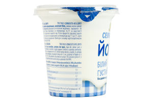 Йогурт 1.6% густой без добавления сахара Белый Селянський ст 280г