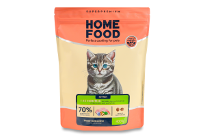 Корм сухий повнораціонний для кошенят від 1-12міс Fresh chicken Home Food д/п 400г