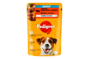 Корм консервований повнораціонний для дорослих собак З яловичиною та печінкою в желе Pedigree д/п 100г