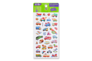 Наліпки ZiBi Kids Line 3D Транспорт мікс 18см