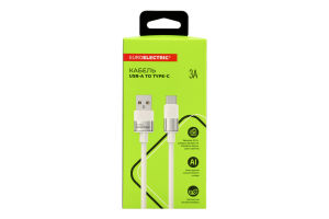 Кабель д/смартфону білий USB-A-Type-C 3A 1м Euroelectric