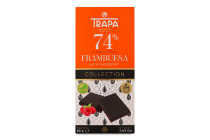 Шоколад 74% чорний з малиною Collection Trapa к/у 80г