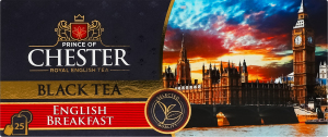 Бленд чаю чорного цейлонського байхового дрібного English breakfast Prince of Chester в/с к/у 25х2г