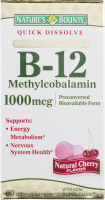 Nature's Bounty Quick Dissolve B-12 Methylcobalamin 1000 mcg Natural Cherry Flavor - 60 CT