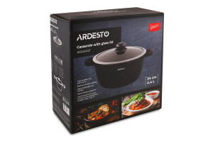 Каструля Gemini Anzio 4,4л чорний алюміній з скляною кришкою Ardesтo