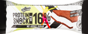 Снек какао-бісквітний Protein з вершково-протеїновим кремом 28г Milino