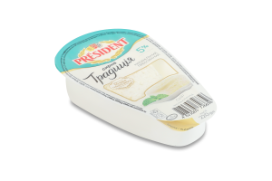 Сир кисломолочний 5% Сирна традиція President лоток 220г