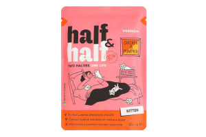 Корм влажный полнорационный для котят до 12мес с курицей и тыквой в соусе Premium Half&Half д/п 85г