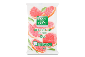 Салфетки влажные с ароматом грейпфрута Hygiene Day by Day 15шт