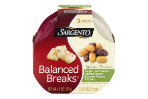Sargento Balanced Breaks Pepper Jack Natural Cheese, Honey Roasted Peanuts & Raisins - 3 CT