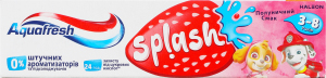 Паста зубная для детей 3-8лет с фтором клубничный вкус Splash Aquafresh 50мл