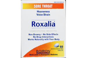 Boiron Roxalia Sore Throat Homeopathic Medicine Tablets - 60 CT