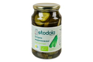 Огурцы маринованные кольцами консервированные стерилизованные органические Stodola с/б 900г