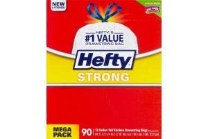 Hefty Strong 13 Gallon Tall Kitchen Drawstring Bags - 90 CT