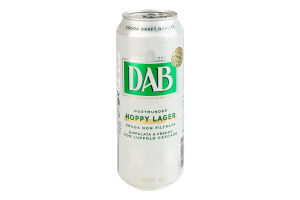 Пиво 0.5л 5% светлое нефильтрованное пастеризованное Hoppy Lager DAB ж/б