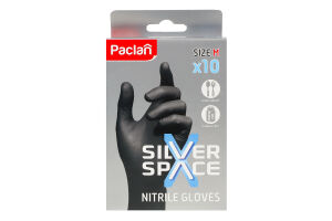 Рукавички нітрилові M Silver space Paclan 10пар