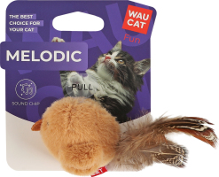 Игрушка для котов бежевая со звуковым чипом 110мм №7514 Птица Melodic Fun WauCat 1шт