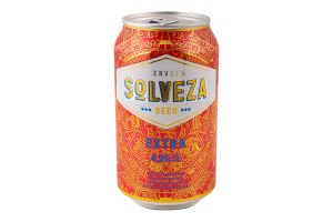 Пиво 0.33л 4.5% світле фільтроване пастеризоване Extra Solveza з/б