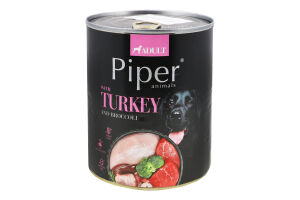 Корм д/собак з індичкою та броколі 800г ж/б Пайпер