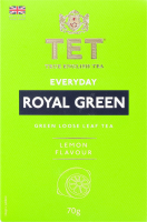 Чай зелений байховий листовий з ароматом лимона Royal green Everyday TET к/у 70г