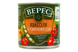Квасоля в томатному соусі стерилізована Верес з/б 400г