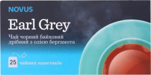 Чай черный байховый мелкий с маслом бергамота Earl Grey Novus к/у 25х1.5г