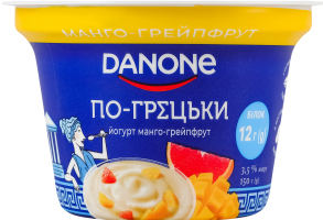 Йогурт 3.5% з наповнювачем Манго-грейпфрут По-грецьки Danone ст 150г