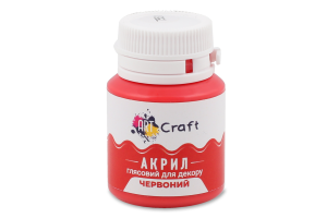 Фарба акрилова д/декору червона глянсова 20мл АртКрафт