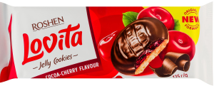 Печенье сдобное с какао и желейной начинкой со вкусом вишни Lovita Jelly Cookies Roshen м/у 135г