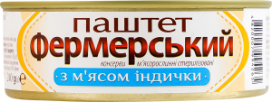 Паштет з м'ясом індички стерилізований Фермерський з/б 240г