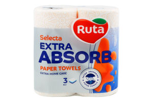 Полотенца бумажные 3-х слойные Extra absorb Selecta Ruta 2шт