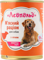 Корм д/собак М"ясний раціон Класична серія з ягням 360г ж/б Леопольд