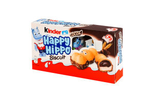 Вафля хрустящая с молочной и какао начинкой Happy hippo Biscuit Kinder к/у 5х20.7г
